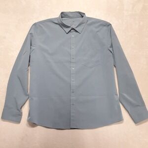 FLX Mens Urban Commuter Mens Button Shirt 2XL Slim Blue Long Sleeve Performance